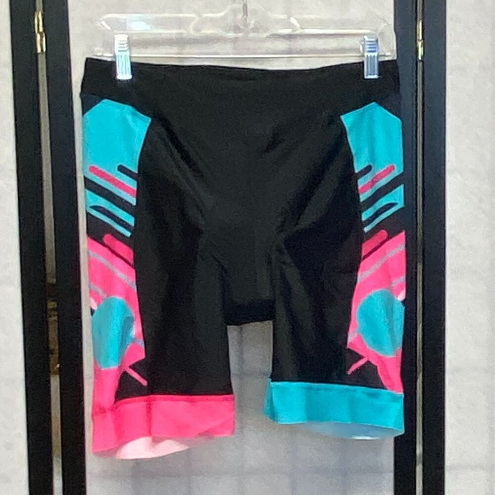 DealYork High Waist Padded Cycling Shorts Compression Black Blue Pink 2XL Bike